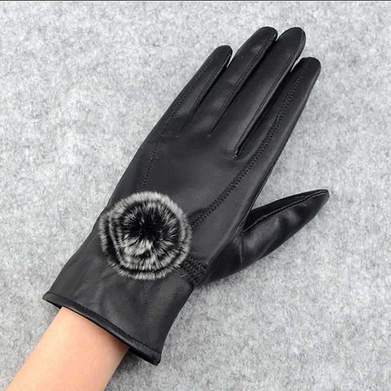 Women Winter Genuine Leather G - Wool Glove Lined ulasan dan harga
